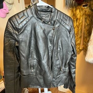Polished Black Leather Biker Jacket